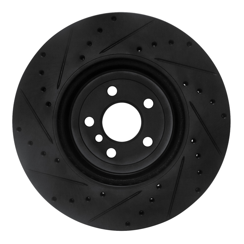 BMW 330I Brake Rotor (1) - Front Right - R1 Concepts - Drilled & Slotted - Black - `17-`25